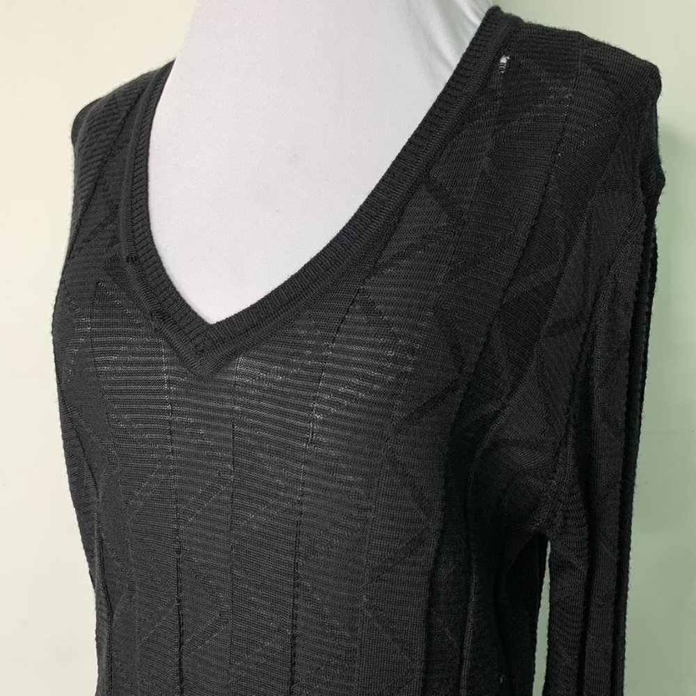 Missoni Women's Black Long Sleeve V Neck Knit Shift Dress Size 48 IT / 12 US - Picture 4 of 16